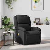 Massage Recliner Chair Black Real leather, metal frame, plywood