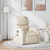 Massage Recliner Chair Cream Fabric (100% polyester), metal, plywood