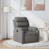Massage Recliner Chair Dark Grey Fabric (100% polyester), Wood, Metal