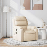 Massage Recliner Chair Cream Fabric (100% polyester), Metal, Plywood