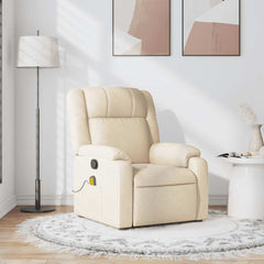 Massage Recliner Chair Cream Fabric (100% polyester), metal, plywood