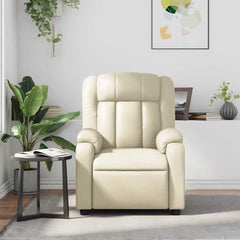 Massage Recliner Chair Cream Faux leather Large
