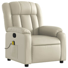 Massage Recliner Chair Cream Faux leather Large
