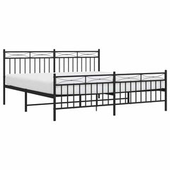 Bed Frame Black Steel Full Bed Frame Rectangular Modern
