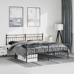 Bed Frame Black Steel Full Bed Frame Rectangular Modern