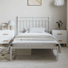 Bed Frame White Steel Twin Bed Frame Rectangular Modern