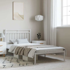 Bed Frame White Steel Twin Bed Frame Rectangular Modern