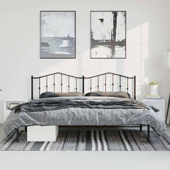 Bed Frame Black Steel Full Bed Frame Rectangular Modern