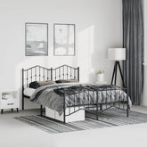 Bed Frame Black Powder-Coated Steel King Bed Frame Rectangular
