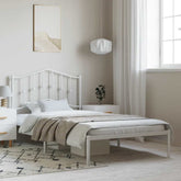 Bed Frame White Powder-Coated Steel Twin Bed Frame Rectangular