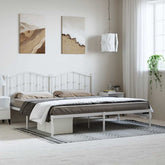 Bed Frame White Steel 72 x 84 in Bed Frame Rectangular Modern