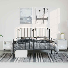 Bed Frame Black Powder-Coated Steel 53.1 x 74.8 in Bed Frame