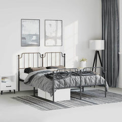 Bed Frame Black Powder-Coated Steel 53.1 x 74.8 in Bed Frame