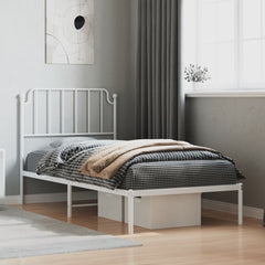 Bed Frame White Powder-coated steel Twin Bed Frame Rectangular