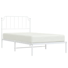Bed Frame White Powder-coated steel Twin Bed Frame Rectangular