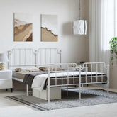 Bed Frame White Powder-Coated Steel 53.1 x 74.8 in Bed Frame
