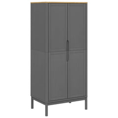 Wardrobe Grey Solid pine wood 30.3 x 20.9 x 67.3 in Wardrobe