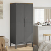 Wardrobe Grey Solid pine wood 30.3 x 20.9 x 67.3 in Wardrobe