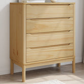 Drawer Cabinet Wax Brown Solid Pine Wood Medium Chest Of Drawers