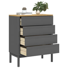 Drawer Cabinet Grey Solid Pine Wood Medium Chest of Drawers
