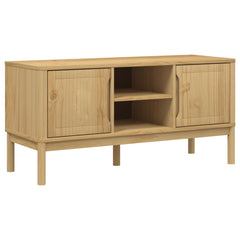 TV Cabinet Wax Brown Solid Pine Wood, Engineered Wood