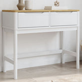 Console Table White Solid Pine Wood Medium Console Table