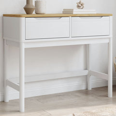 Console Table White Solid Pine Wood Medium Console Table