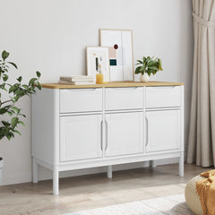 Sideboard White Solid Pine Wood, Engineered Wood Medium Sideboard