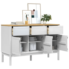 Sideboard White Solid Pine Wood, Engineered Wood Medium Sideboard