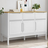 Sideboard White Solid Pine Wood, Engineered Wood Medium Sideboard