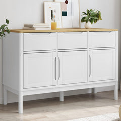 Sideboard White Solid Pine Wood, Engineered Wood Medium Sideboard