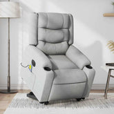 Electric Stand up Massage Recliner Chair Light Gray Fabric