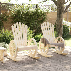 Rocking Adirondack Chair Set of 2 Wood Brown Solid Fir Wood