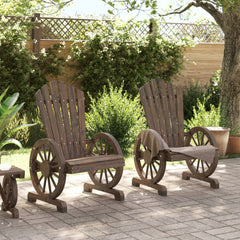 Garden Adirondack Chair Set of 2 Burnt wood Solid Fir Wood Medium
