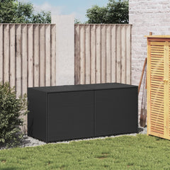 Garden Storage Box Black PE rattan, powder-coated steel Medium