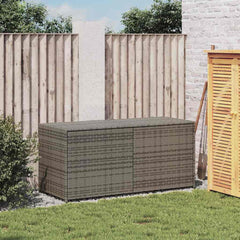 Garden Storage Box Grey PE rattan and powder-coated steel Medium