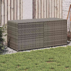 Garden Storage Box Grey PE rattan and powder-coated steel Medium
