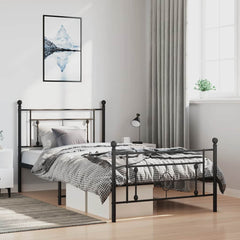 Bed Frame Black Steel Single Bed Frame Rectangular Modern