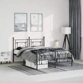 Bed Frame Black Powder-Coated Steel King Bed Frame Rectangular