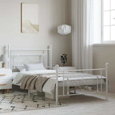Bed Frame White Powder-Coated Steel 39.4x78.7 in Bed Frame