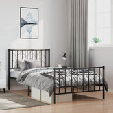 Bed Frame Black Powder-Coated Steel 39.4 x 78.7 in Sturdy
