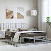 Bed Frame White Steel King Size 59 x 79 in Bed Frame