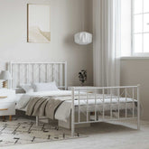 Bed Frame White Steel Single Bed Frame Rectangular Durable