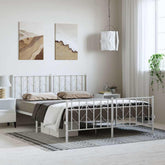 Bed Frame White Steel King Size Bed Frame Rectangular