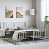 Bed Frame White Steel Full Bed Frame Rectangular Modern