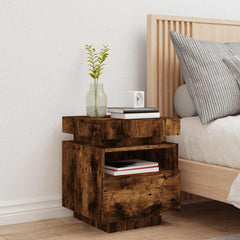Bedside Cabinet Smoked Oak Engineered Wood Compact