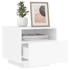 Bedside Cabinet Cool White Engineered Wood Compact