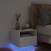 Bedside Cabinet Cool White Engineered Wood Compact