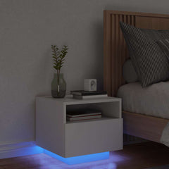 Bedside Cabinet Cool White Engineered Wood Compact