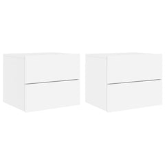 Wall-mounted Bedside Cabinet Set of 2 White Engineered wood